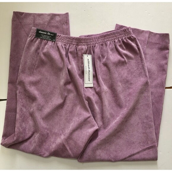 Alfred Dunner Women's Pullon Elastic Waist Classic Fit Corduroy Pants Pink - Picture 3 of 14